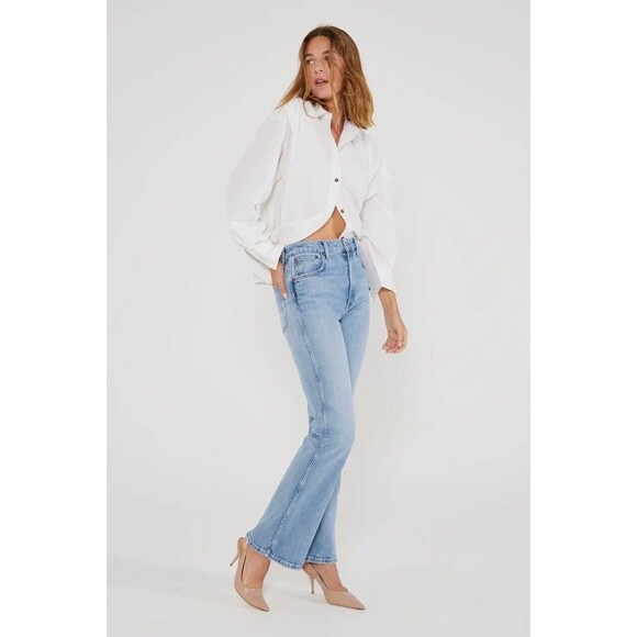 ETICA Anya High Rise Modern Flare Blue Jeans In River Cliff Size 29x32 NWT $239 - Picture 3 of 12